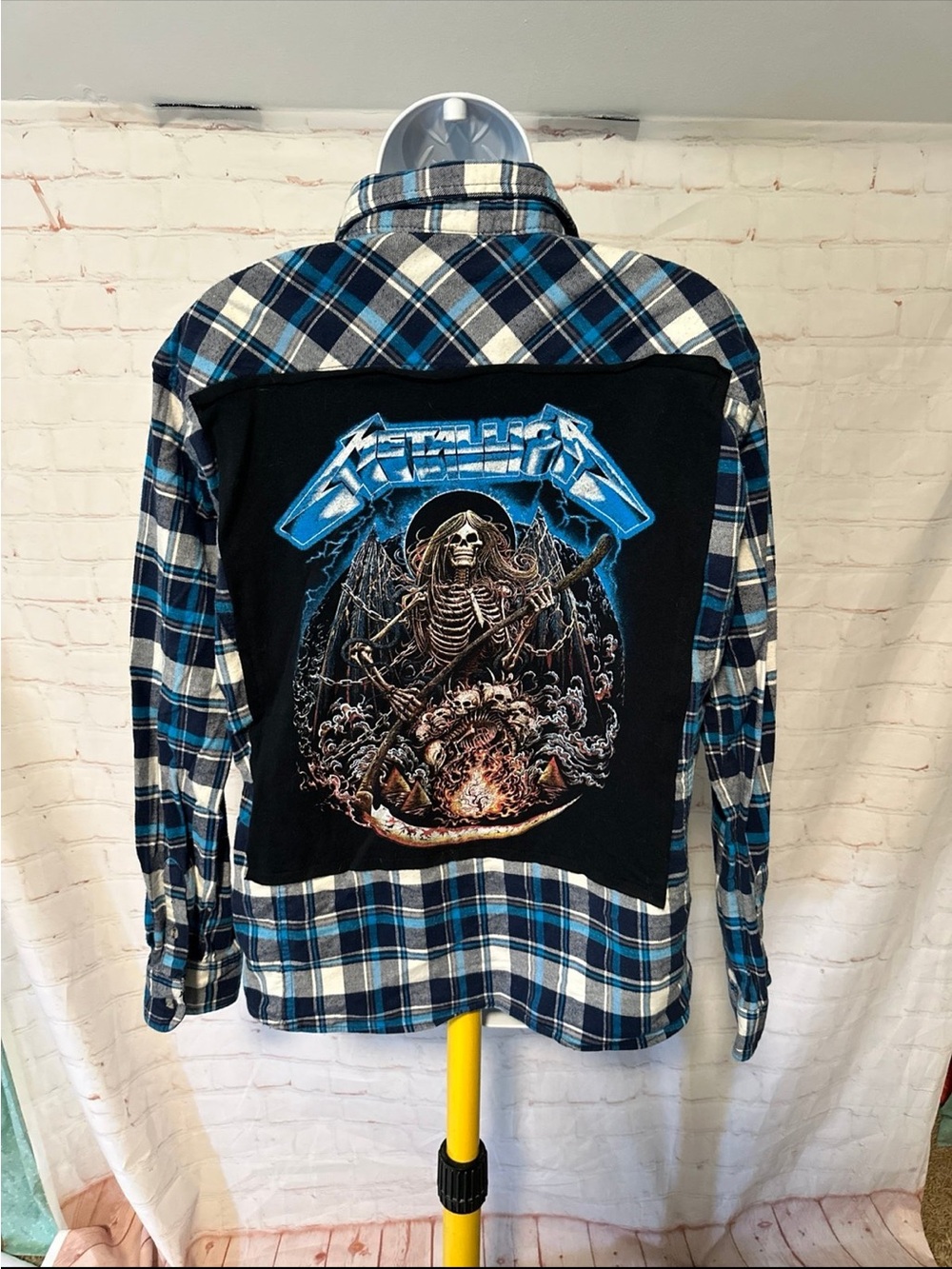 Metallica Upcycled Tee Flannel Sz Youth XL
